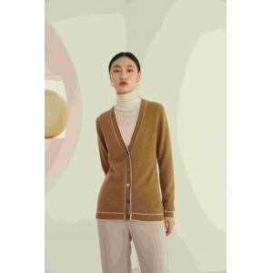 女士V领羊绒开衫